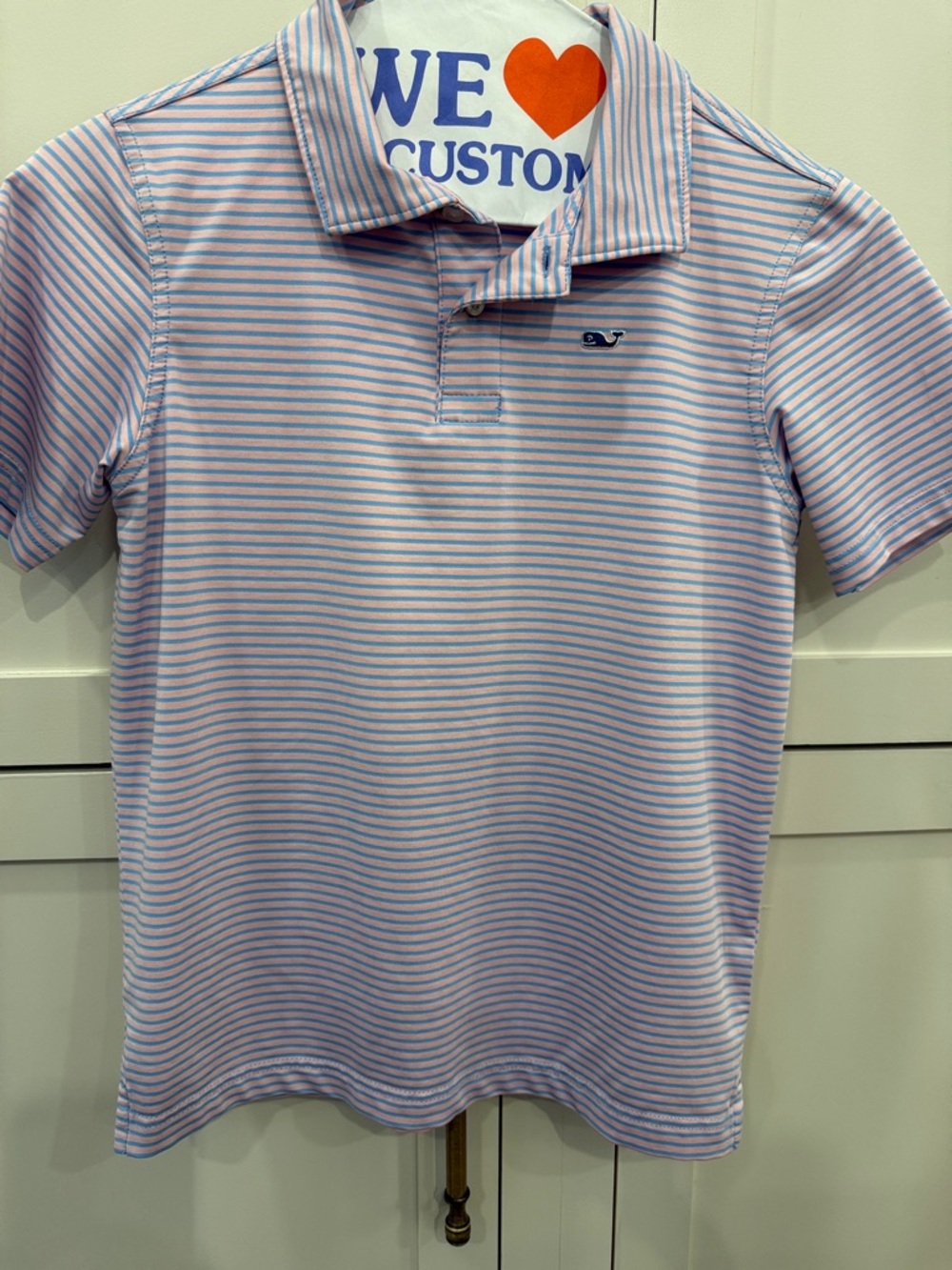 Vineyard Vines Pink and Light Blue Striped Polo Shirt